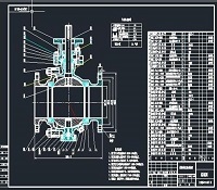 DN150球阀总装图机械设计图纸